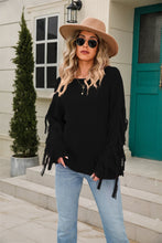 Load image into Gallery viewer, Ribbed Round Neck Fringe Detail Sweater (multiple color options)
