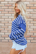 Load image into Gallery viewer, Striped Round Neck Dropped Shoulder Sweater
