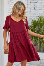 Load image into Gallery viewer, Mandy V-Neck Flounce Sleeve Tiered Dress (multiple color options)
