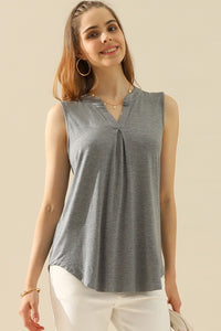 Notched Sleeveless Top (multiple color options)
