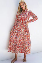 Load image into Gallery viewer, Printed Notched Long Sleeve Dress
