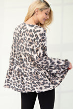 Load image into Gallery viewer, Leopard V-Neck Balloon Sleeve Blouse
