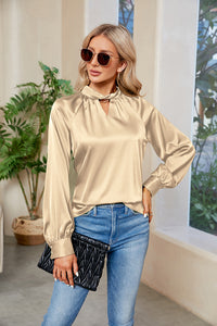 Cutout Mock Neck Long Sleeve Top (multiple color options)