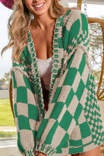 Load image into Gallery viewer, Checkered Open Front Long Sleeve Cardigan (multiple color options)
