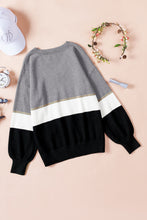 Load image into Gallery viewer, Color Block V Neck Long Sleeve Sweater
