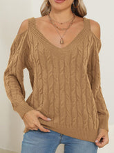 Load image into Gallery viewer, Cable-Knit V-Neck Long Sleeve Sweater (multiple color options)
