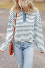 Load image into Gallery viewer, Striped Round Neck Dropped Shoulder Long Sleeve Top
