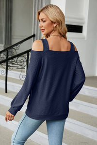 Cold Shoulder Square Neck Cutout Blouse (multiple color options)