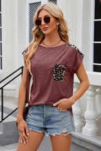Load image into Gallery viewer, Leopard Round Neck Cap Sleeve T-Shirt (multiple color options)
