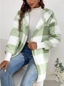 Plaid Long Sleeve Hooded Coat (multiple color options)