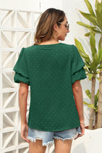 Load image into Gallery viewer, Swiss Dot V-Neck Short Sleeve Blouse  (multiple color options)
