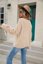 Load image into Gallery viewer, Ribbed Round Neck Fringe Detail Sweater (multiple color options)
