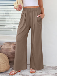 Elastic Waist Wide Leg Pants (multiple color options)