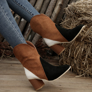 Suede Square Toe Block Heel Boots  (multiple color options)