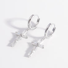 Load image into Gallery viewer, 925 Sterling Silver Zircon Cross Earrings (gold or silver)
