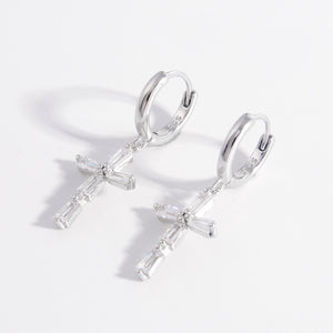 925 Sterling Silver Zircon Cross Earrings (gold or silver)