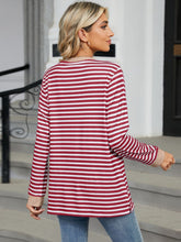 Load image into Gallery viewer, Pocketed Striped Round Neck Long Sleeve Top (multiple color options)
