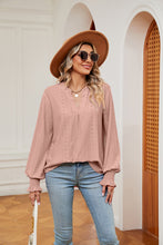 Load image into Gallery viewer, Notched Neck Flounce Sleeve Blouse (multiple color options)
