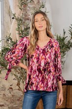 Load image into Gallery viewer, Printed V-Neck Blouse with Sleeve Knot

