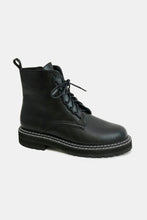 Load image into Gallery viewer, Faux Leather Lace-Up Boots with Side Zipper
