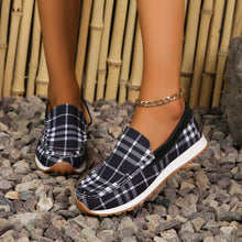 Load image into Gallery viewer, Plaid Round Toe Slip-Ons
