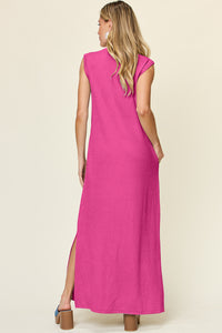 Texture Mock Neck Sleeveless Maxi Dress (multiple color options)
