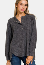 Load image into Gallery viewer, Brushed Melange Hacci High-Low Sweater in Black
