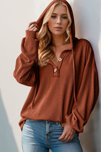 Half Button Long Sleeve Hoodie (multiple color options)