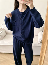 Load image into Gallery viewer, Pocketed Round Neck Button Up Cardigan and Pants Sweater Set (multiple color options)
