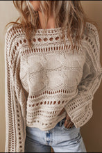 Load image into Gallery viewer, Openwork Cable Knit Long Sleeve Sweater (2 color options)
