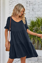 Load image into Gallery viewer, Mandy V-Neck Flounce Sleeve Tiered Dress (multiple color options)
