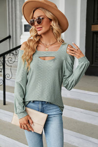 Cold Shoulder Square Neck Cutout Blouse (multiple color options)