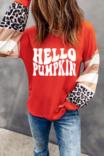 Load image into Gallery viewer, Hello Pumpkin Graphic V-Neck Long Sleeve Top
