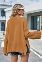 Load image into Gallery viewer, Round Neck Dropped Shoulder Slit Sweater (multiple color options)
