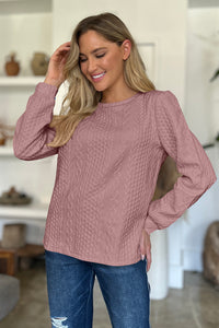 Textured Round Neck Long Sleeve Top (multiple color options)