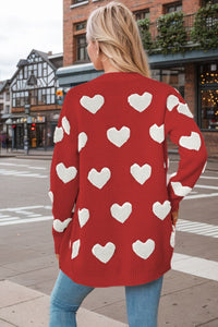 Heart Button Down Long Sleeve Cardigan (multiple color options)