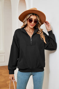 Half-Zip Dropped Shoulder Sweatshirt (multiple color options)