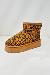 Thermal Furry Leopard Platform Booties in Leopard