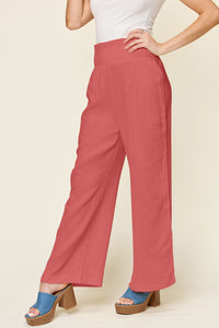 Texture Smocked Waist Wide Leg Pants (multiple color options)