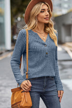 Load image into Gallery viewer, Ribbed Half Button Long Sleeve Knit Top (multiple color options)
