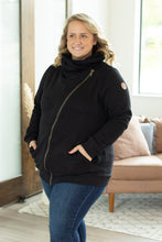 Load image into Gallery viewer, Quinn Zip Up Cowl Hoodie - Black
