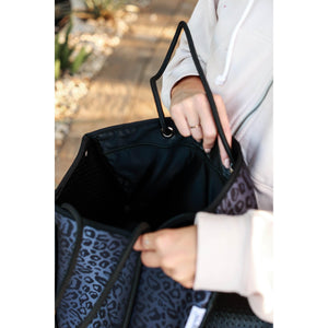 The Marissa - Black Leopard Neoprene Tote