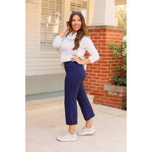 The Lydia Navy High Waisted Gaucho Pants