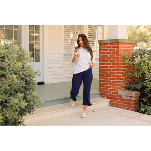 The Lydia Navy High Waisted Gaucho Pants