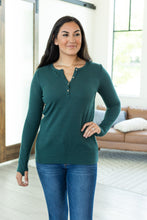 Load image into Gallery viewer, Harper Long Sleeve Henley Top - Evergreen
