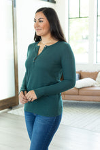 Load image into Gallery viewer, Harper Long Sleeve Henley Top - Evergreen
