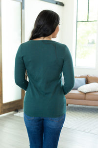 Harper Long Sleeve Henley Top - Evergreen