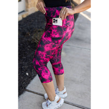 Load image into Gallery viewer, Pink and Black Tie Dye CAPRI with POCKETS  - Luxe Leggings by Julia Rose®
