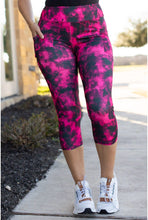 Load image into Gallery viewer, Pink and Black Tie Dye CAPRI with POCKETS  - Luxe Leggings by Julia Rose®
