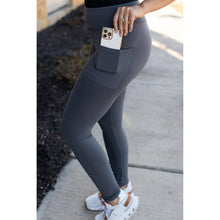 Load image into Gallery viewer, Charcoal Full Length Leggings with Pockets  - Luxe by Julia Rose®
